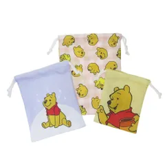 【メール便】くまのプーさん 巾着袋 3P巾着 きんちゃくポーチ3枚セット パステル ディズニー マリモクラフト 小物入れ キャラクター グッズ 