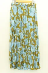 【中古】 URBAN RESEARCH DOORS レディースプリーツスカート 1 花柄ワッシャープリーツスカート/URBAN RESEARCH DOORS/1/水色 アクアブルー/カーキ/総柄/花柄
