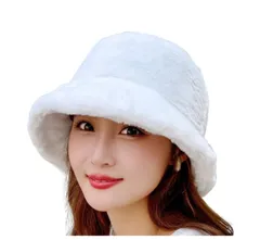 [SowClair] バケット ハット バケハ 帽子 もこもこ ふわふわ レディース キャンプ 暖かい 防寒 紫外線対策 可愛い カワイイ かわいい 春 夏 秋 冬 人気 おしゃれ オシャレ シンプル お勧め つばつき 黒 [ホワイト] [Free Size]