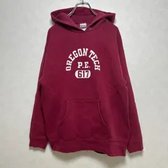 90s 00s FRUIT OF THE LOOM フルーツオブザルーム カレッジ風 ヘビーコットンパーカー Lサイズ ボルドー