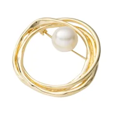 【ゴールド×ワンサイズ】[Cream dot. クリームドット公式] ブローチ フォーマル 卒業式 卒園式 入学式 入園式 ママスーツ コサージュ 華やか ピン 上品 エレガント パール ツイスト サークル ラウンド 変形 歪 大人 シンプル  