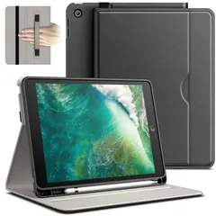 【人気商品】6/5 ケース iPad (9.7インチ、2018/2017モデル、第6/5世代用) PUレザー ビジネスフォリオ タブレット保護カバー JEDirect Pencilホルダーとポケット付き マルチアングルの視聴 (スペースグレイ)