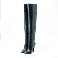 【新品未使用】SAINT LAURENT ブラックレザーサイーハイブーツ 2025年最新】サンローラン ニーハイ・サイハイブーツの人気