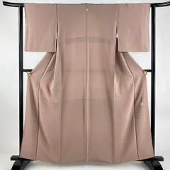 色無地 身丈158.5cm 裄丈62cm S 袷 柿本市郎 落款 ピンク 正絹 秀品 一つ紋 【中古】