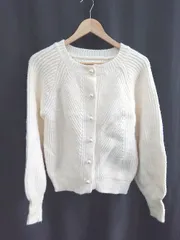 ◇ ⊇ Edit Sheen エディットシーン パールボタン 長袖 ニット カーディガン サイズM アイボリー系 レディース E  【1411070017550】