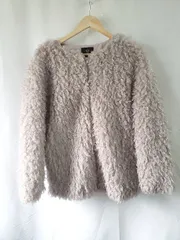 ◇ ⊆ w closet ダブルクローゼット ジップアップ 長袖 ファー ブルゾン サイズF モカ系 レディース E  【1507160000257】のサムネイル