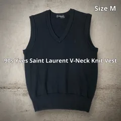 Yves Saint Laurent 刺繍ロゴ ダウンベスト ブラック サイズL古着屋