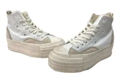 コンバース CONVERSE ADDICT 22年製 × rokh ロク CHUCK TAYLOR LEATHER PLTS ROKH HI チャックテイラー ハイ シューズ 厚底 白 メンズ靴 スニーカー ホワイト 27.5cm 104S-815