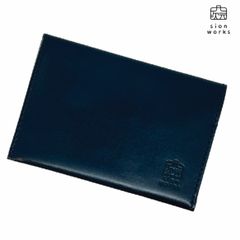 開けない名刺入れ SlideThumb50 栃木レザーネイビー　薄型　名刺入れ　本革　濃紺　navy