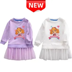 ⭐新品⭐ パウパトロール スカイ ワンピース 女の子 長袖 チュール スカート 100 110 120 130cm キッズ 子供服 春 秋 冬 可愛い キャラクター トレーナー 送料無料 コットン 綿 キッズファッション キュート プレゼント カジュアル