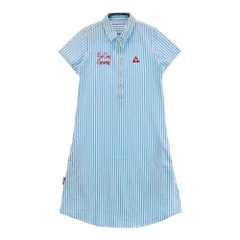 サイズ：M LE COQ GOLF ルコックゴルフ  半袖ワンピース ストライプ ブルー系 [240001233602] ゴルフウェア レディース ストスト