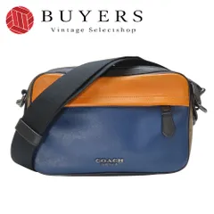 【中古】 コーチ ショルダーバッグ 89899 カメラバッグ シグネチャー レザー PVC ネイビー マルチカラー 2WAY 斜め掛け 普段使い カジュアル メンズ 男性 COACH