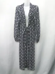 ◇ ⊂ EMODA エモダ 花柄 長袖 カーディガン サイズF ネイビー レディース E  【1409240055457】