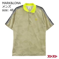 訳有り 未使用 MARK&LONA ロゴ ジャカードポロシャツ 50 ネイビー系