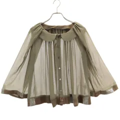 sunaokuwahara スナオクワハラ 日本製 7分袖 シアー ブラウス M オリーブ系 シャツ レディース 古着