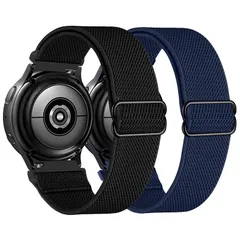 【特売】[AGUPERFIT] 時計バンド クイックリリースベルト 柔らかくフィット軽く通気性も良くなナイロン伸縮性ウォッチバンド 無段階に調整なソロループゴムベルト スマートウォッチ交換ベルト 腕時計替えバンド 2本セット (22mm ブラック＋ミッドナイ