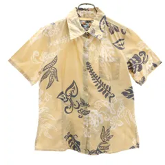 PAIKAJI パイカジ 日本製 リネンブレンド 総柄 半袖 アロハシャツ L ベージュ系 レディース 古着