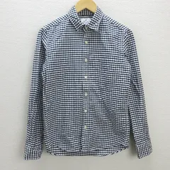 H■ナノユニバース/The 1st Floor nano universe ギンガムチェック柄 長袖シャツ【S】黒白/MENS■85 【中古】