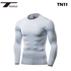【 THESEUS 】 テセウス  TN11 ホワイト メンズ シャツ インナー 長袖 コンプレッションウェア スポーツ ジム ジョギング ランニング サッカー ウェア ゴルフ スーツ 下着 春 夏 秋 冬 丸首 ローネック 冷感 速乾 軽量 伸縮性