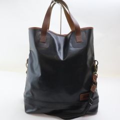 2507-46 ディーゼル トートバッグ ショルダーバッグ DIESEL PVC×レザー製 ブラック×ブラウン