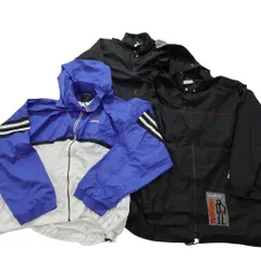 【B品】古着卸 まとめ売り アディダス オールド ジャケット 3枚セット (メンズ XL /2XL ) 80’s ナイロン フーディー 中古 古着 NC4292