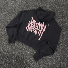 茶色 呼吸 ピンク ビックロゴ クロップド フード付きTシャツのサムネイル