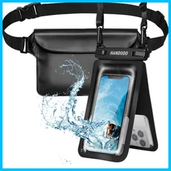 【新着商品】Handodo 2個セット 防水ケース IPX8認定 携帯用ドライバッグ ダブルパック設計 お風呂 温泉 潜水 雨 海などに 完全防水 6.7インチスマホ適用 防水ポーチ 防水ウエストポーチ添付 財布 適用端末：iPhone 15 14 13 Mi