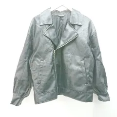 ◇ spray premium ジップアップ レザー 合成皮革 カジュアル 長袖 ライダース サイズF ブラック レディース E  【1309040004627】