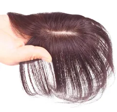 女性 医療用 人毛 人毛100% 部分 カツラ 前髪 ヘアピース かつら トップ専用ウィッグ 総手植えリアル地肌ネット 白髪隠れ 部分ウィッグ 薄毛 トップカバー HIYE 前髪カット済み(前髪横5cm縦8cm ブラウン)