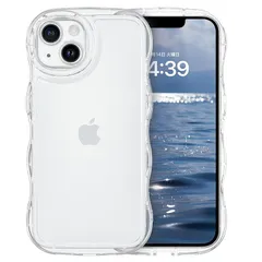 GUAGUA いphone 14Plus ケース クリア ウェーブ iPhone14Plus ソフト TPU 透明 ケース うねうね 人気 バンパー 耐衝撃 超軽量 薄型 ワイヤレス充電対応 ストラップホール付き アクスタが入る スマホケース iPhone 1