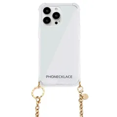 【在庫処分】フォンネックレス(Phonecklace) PHONECKLACE iPhone 13 Pro Max ケース チェーンショルダーストラップ付き クリア [ クロスボディフォンケース 首かけ 斜めがけ 肩掛け ネックストラップ スマホ ] ゴールド