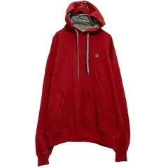 Champion ロゴスウェット パーカー M レッド チャンピオン 刺繍 プルオーバー 裏起毛 カンガルーポケット 古着卸 アメリカ仕入 a701-5621