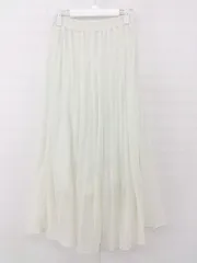 ◇ earth music&ecology シフォン ロング プリーツ スカート サイズF アイボリー レディース E  【1305160014461】