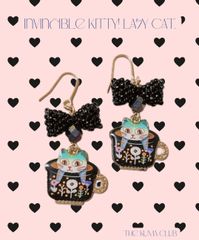 ねこアクセサリー　ピアス　イヤリング付替可　黒　かわいい　アクセサリー