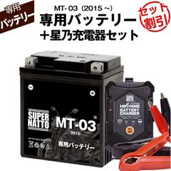 【バッテリー＋充電器セット】 MT-03 (2015年式～)シールド型 ■ 星乃充電器 ■ スーパーナット