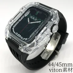 GimelZayin　ブラック★アップルウォッチ ラバーベルト カバー　クリア　ケース 44mm 45mm 4 5 6 7 8 se スポーツ メンズ レディース Apple Watch バンド