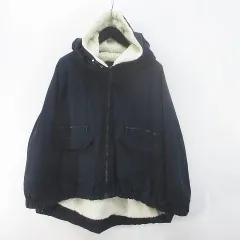 ミルクフェド MILKFED. 長袖 マウンテンパーカー ジャケット ONE ネイビー 紺系 裏ボア ジップアップ 綿 コットン ポケット フード