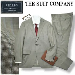 【美品】 夏用 スーツカンパニー THE SUIT COMPANY FINTES ストライプ柄 シングル 2B スーツ セットアップ 上下 テーラードジャケット スラックスパンツ 175cm-8Drop グレー メンズ