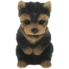 リアルすぎてドキッとするほど本物そっくりな犬の ガーデンオーナメント ヨークシャー おじぎ ワンちゃん好きな人へのプレゼント オブジェ 置物 エンプレットベール 1
