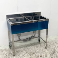 未使用B品 2槽シンク W900×D450×H800 流し台 ステンレスシンク 業務用シンク 厨房