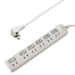 【数量限定】6個口 上差し 3ｍ LED 延長コード コンセント WLS-LU63EB(W) スイッチ付タップ エルパ(ELPA)