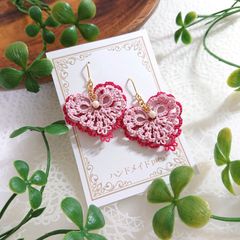 ハートピアス(イヤリング)赤×ピンク