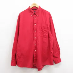 XL/古着 ノーティカ 長袖 ブランド シャツ メンズ 90s ワンポイントロゴ 大きいサイズ コットン ボタンダウン 赤 レッド 25oct23 中古 トッ