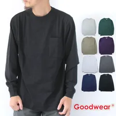 グッドウェア ポケット tシャツ 長袖 メンズ レディース グッドウェア ロンt Goodwear 袖リブ ポケット ロング TEEシャツ ロンTEE 78518 メンズ 長袖 USAコットン 無地 定番 大きいサイズ キャンプ 服装 女子 春 夏 春夏