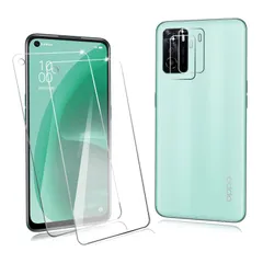 【在庫セール】A55s OPPO 5G 用のガラスフィルム（2枚入）+ FOR OPPO A55s 5G 用のカメラフィルム（2枚入）超薄型 硬度9H 指紋防止 日本旭硝子製 【４枚入り】FOR for OPPO A55s 5G 対応 保護フィルム 飛散防止/