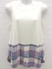 ◇ Mila Owen ミラ オーウェン 切替 ノースリーブ カットソー サイズF アイボリー系 マルチ レディース  【1002800358489】