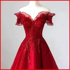 25年新作 新品未使用 フリルのオフショル ロングイブニングドレス