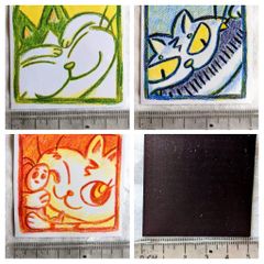 ねこ猫ハンドメイド♡ごんみるてんくり「ポートレート風カラー」マグネットシート