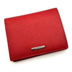 【新品未使用】BURBERRY バーバリー 二つ折り財布 サフィアーノレザー ロゴプレート ノバチェック レッド