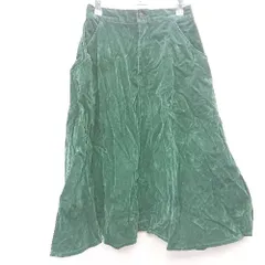 ◇ ⊇ PUNYUS プニュズ ウエストゴム コーデュロイ ロング フレア スカート サイズ2 グリーン系 レディース E  【1409100016246】